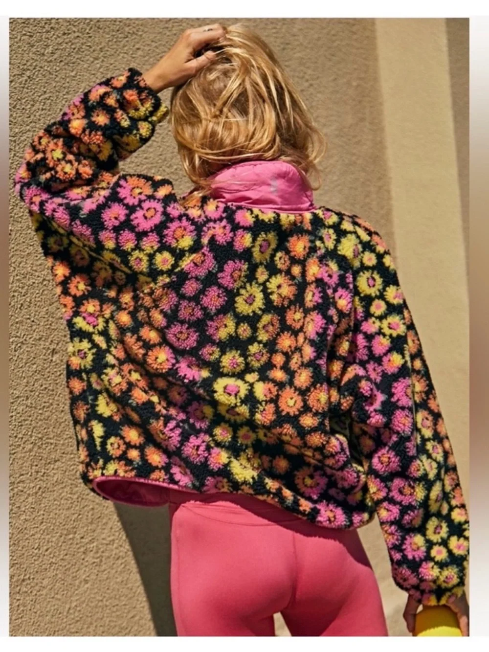 Free People Rocky Ridge Hit the Slopes fleece - Pink & Yellow daisy print - Picture 3 of 7